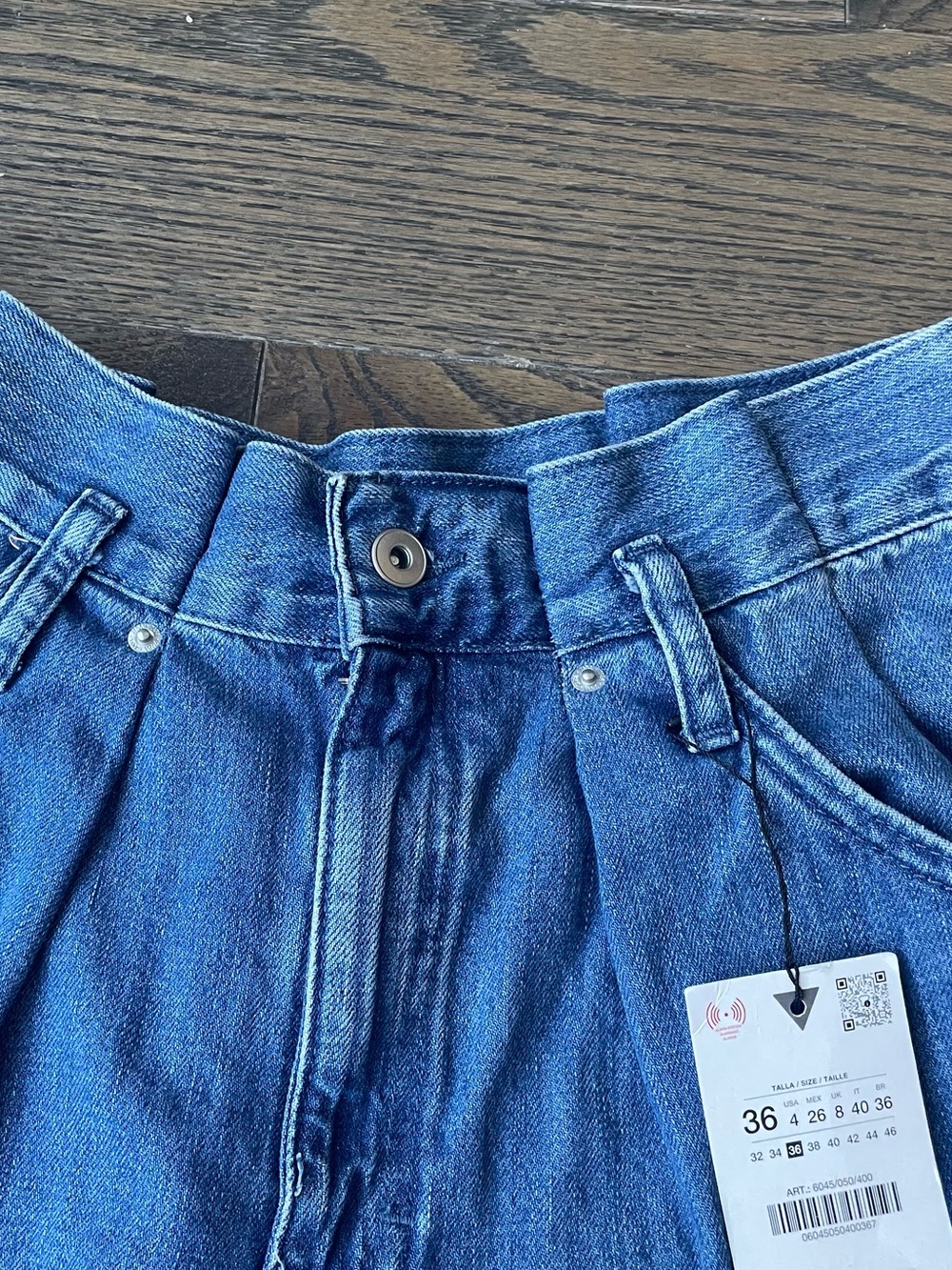Zara Waist Bag Wide-Leg High-Rise Blue Denim Jeans - Picture 10 of 10